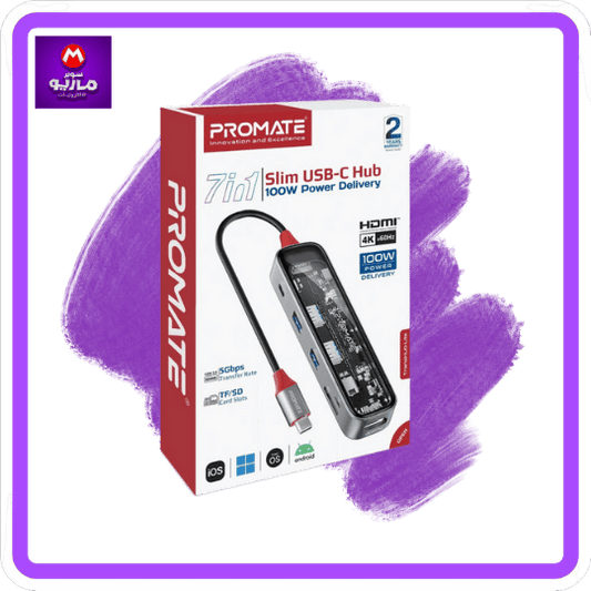 7-in 1 Transparent Multiport Slim USB-C Hub with 100W Power Delivery