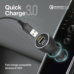 Promate iPhone 15 and Laptop Car Charger