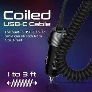 Promate USB-C Car Charger with Cable