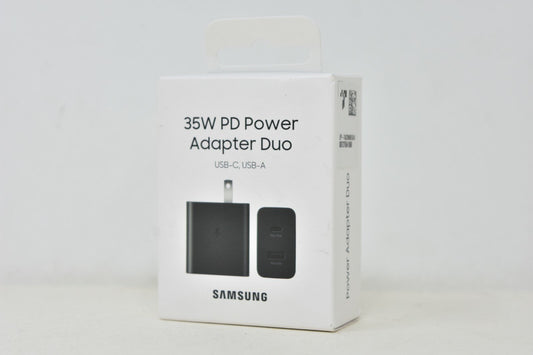 Official Samsung 35W Power Adapter Duo - Dual Port (USB-C & USB-A) Fast Charger - Black