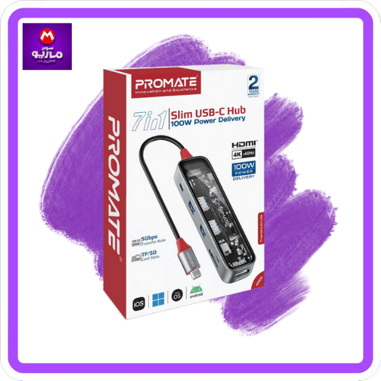 7-in 1 Transparent Multiport Slim USB-C Hub with 100W Power Delivery